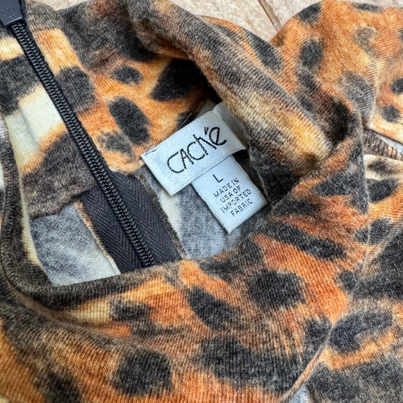 Cache Animal-Print Midi Dress in Brown, Black, Cream - Picture 4 of 5